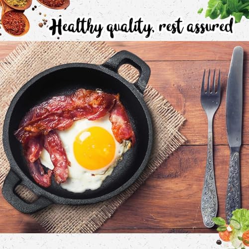 Ziliny 10 Pack Mini Cast Iron Skillets 5 x 5 x 1.3 Inch Pan Ramekin Set - Image 5