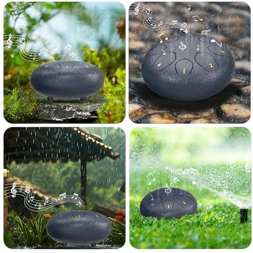 Rain Drum for Outside Garden, 6 Inches 8 Notes Steel Tongue Chakra Drums, Waterproof Echo Rain Chime Meditation Drums, Musical Instruments for Adult Gift with Bag, Music Book, Drum Mallets (Navy Blue) - Image 4