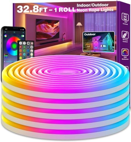 SINLEY Led Neon Rope Light 60FT,Control with App/Remote,Flexible Led Rope Lights,Multiple Modes,IP68 Outdoor RGB Neon Lights Waterproof,Music Sync Gaming Led Strip Lights for Bedroom Indoor by Unknown
