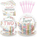 96 Pcs Storybook 2nd Birthday Party Decorations for Girls Serves 24 by Greencian