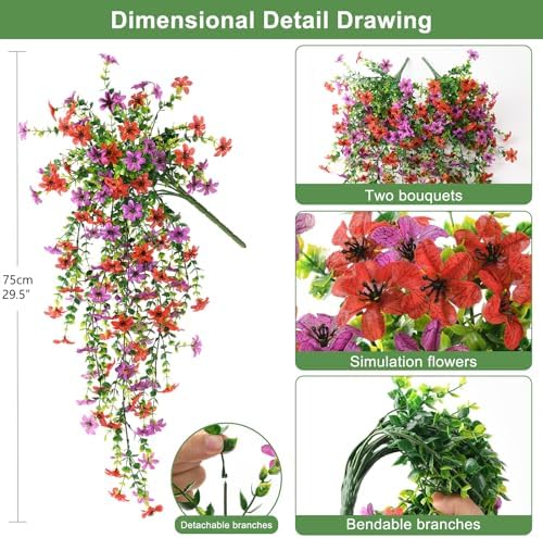 Artificial Hanging Flowers Plants for Outdoor Spring Summer Decoration - Image 2