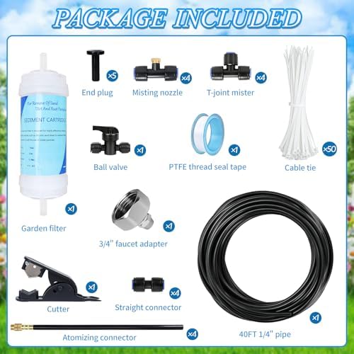 AC Condenser Misting Cooling System Includes Water Filter Cutter, Air Conditioner Cooler System Evaporative Cooling Kit for Residential AC Units, Sun-Exposed Condensers&High-Temperature Climate Homes - Image 3