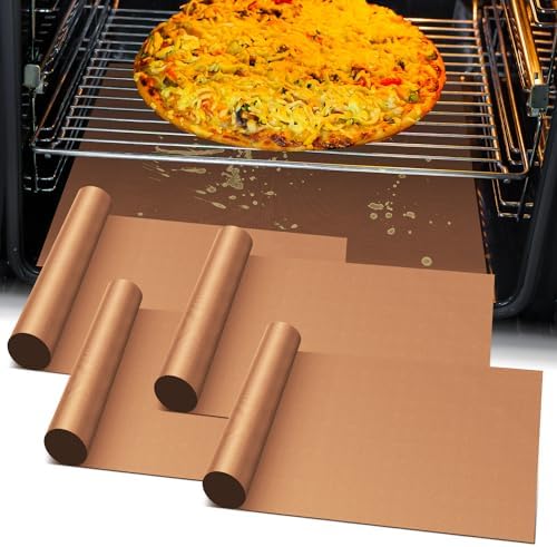 Oven Liners for Bottom of Oven, 4 Pack Resuable Heavy Duty Teflon Oven Mat, Non Stick Oven Mats for Bottom of Electric Oven Gas Oven Toaster Stove Top Protectors Microwave Stove Grill, Easy to Clean by MimekitchenKitchenHelper