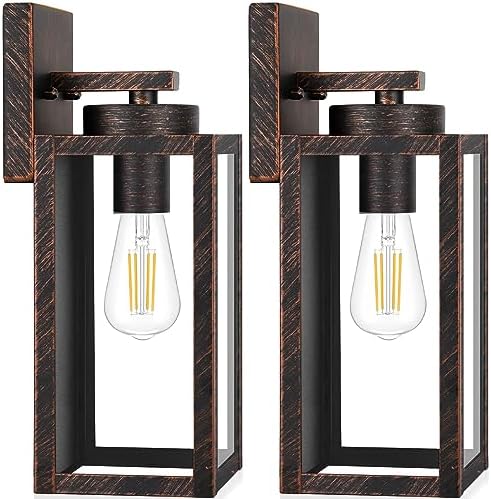 BesLowe Outdoor Wall Light Fixtures, Outside Porch Lights, Distressed Brown by BringYourBrightFuture