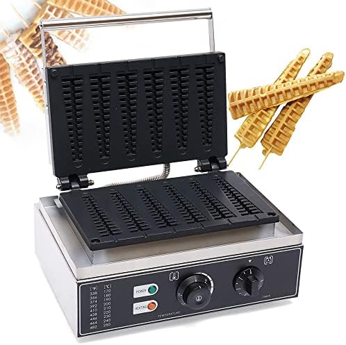 6-Grid Commercial Waffle Maker, 1550W Electric Mini Egg-Shaped Waffle Machine, Stainless Steel Waffle Iron Baker with Non-Stick Coating, 122-572℉ Temperature Adjustable by Milzeone