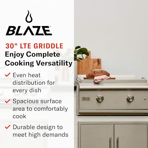 Blaze Premium LTE Built-In Natural Gas Griddle | 30-Inch Stainless Steel Flat Top with 36,000 BTUs | Illuminated Control Knobs | Push-and-Turn Flame Thrower Ignition | BLZ-GRIDDLE-LTE-NG - Image 2