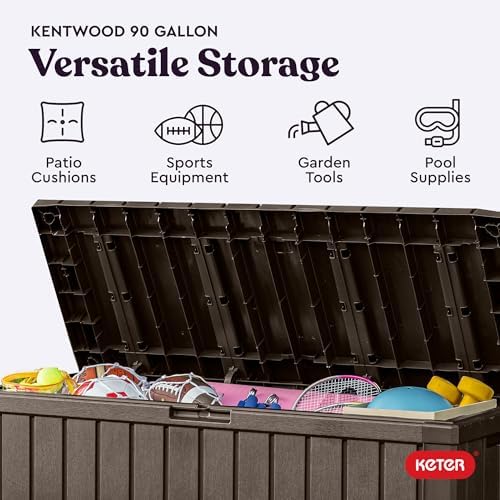 Keter Kentwood 92 Gal Outdoor Storage Box for Patio and Pool Accessories - Image 4
