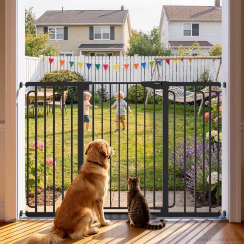 Cumbor 36" Extra Tall Baby Gate, 30.4-56.8" Extra Wide Dog Gate Black by Cumbor