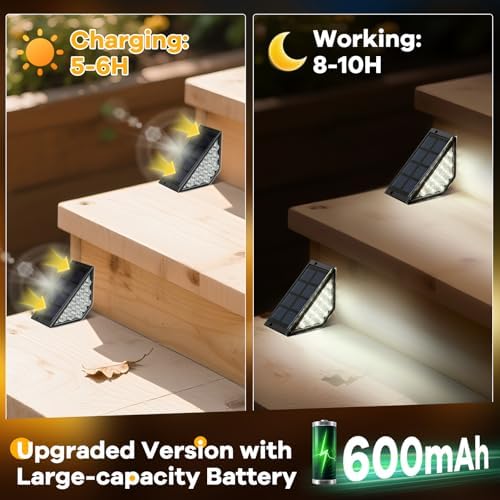 BKBB PPBB Solar Step Lights for Outside, Solar Stair Lights Outdoor Waterproof, Deck Step Lights for Fence, Patio, Yard, Porch, Front Door, Sidewalk, Garden, Patio Decor (8, Cool White) - Image 6