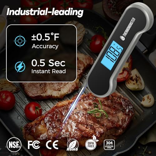 0.5 Sec Instant Read Meat Thermometer Digital for Cooking, Grey - Image 2