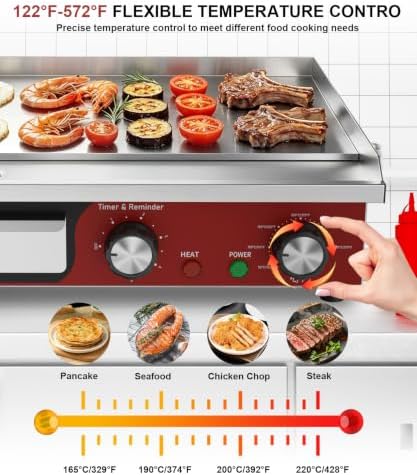 18" Commercial Electric Griddle with 5 Minute Reminder Timer, 1500W - Image 4