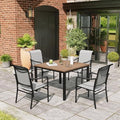 MIXPATIO 5pc Patio Dining Set, 42" Square Table, Textilene Chairs, Grey by MIXPATIO