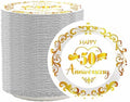 80Pcs 50th Anniversary Paper Plates Golden Wedding Celebration Party Supplies 7" Dessert Plates, for Fifty Anniversary Party Decoration by GOGUOGOFA