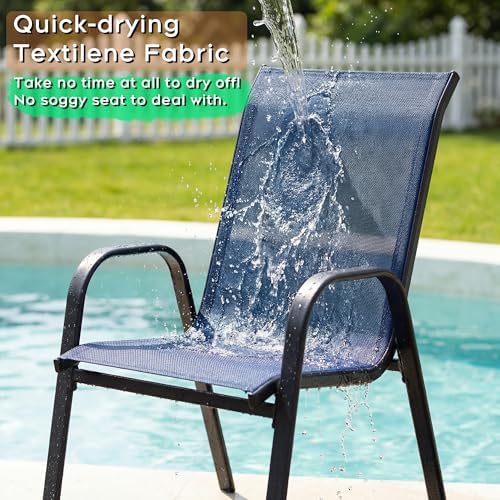 Outdoor Dining Set for 4, Metal Table and Stackable Chairs - Image 5