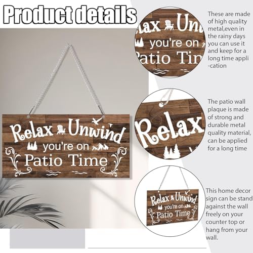 Hotop Metal Patio Sign Vintage Wall Decor for Outdoor, 12 x 6", Brown - Image 3