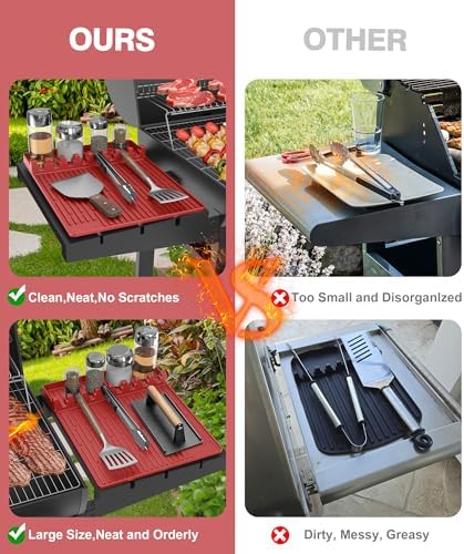 Silicone Grill Mat for Blackstone Griddle Accessories, 8-Slot Tool Mat - Image 6