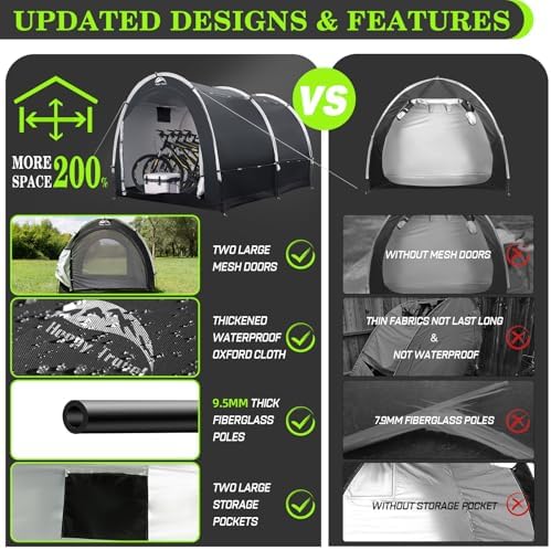 Happy Travel Outdoor Waterproof Bike Storage Tent Shed for 2/3/4/6/8 Bikes - Image 2