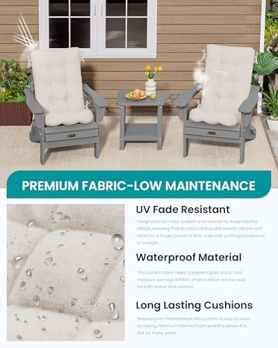 SERWALL HDPE Outdoor Rocking Chair Cushion Set of 4, Beige - Image 6