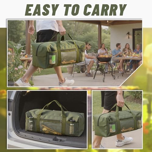 Amylove 24" Grill Tool Storage Bag, Waterproof BBQ Utensil Organizer, Green - Image 6