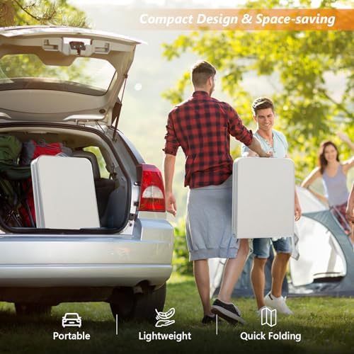 Outvita 2.3ft Portable Folding Camping Table Lightweight Suitcase White - Image 5