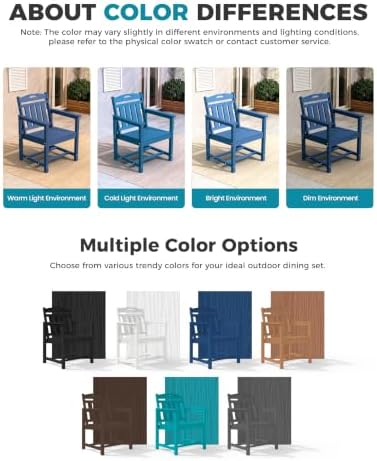 Ciokea HDPE Outdoor Dining Set of 6, Patio Table and Chairs Sets, Navy Blue - Image 6