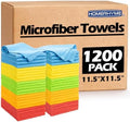 Shop Towels Rags, 1200 Pack Microfiber Cleaning Cloth Bulk Absorbent Lint-Free, All-Purpose Microfiber Towel Cleaning Rags for Commercial, Industries, Garage & Housekeeping 11.5"*11.5" by HOMERHYME