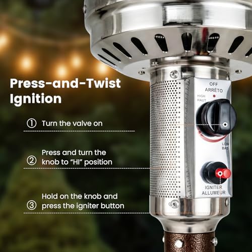 Tangkula 50,000 BTU Propane Patio Heater with Easy Ignition, Bronze - Image 7