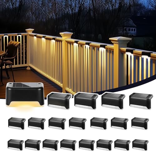 Solar Deck Lights, Solar Step Lights Waterproof, Warm White, 20 Pack by PATIOWIN