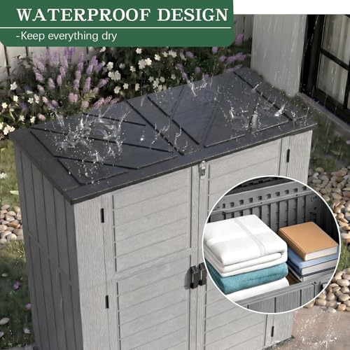 Outdoor Storage Shed Resin Waterproof Storage Cabinet for Patio Garden - Image 3