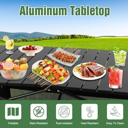 Camping Table with Storage, Outdoor Folding Table, Aluminum Folding Table with Easy Carrying Bag, Portable Lightweight Table for Outdoor,Camping, Beach,Backyard, BBQ, Party, Patio - Image 4