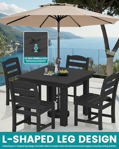 SERWALL HDPE Outdoor Square Dining Set for 4 - Image 5
