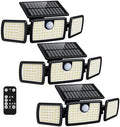 Solar Lights Outdoor, 3 Head Solar Motion Lights Outdoor with 2500LM High Brightness, Built-in Bigger Tempered Glass Solar Panel, Sensitive PIR Motion Inductor(3-Pack) by MIHANI