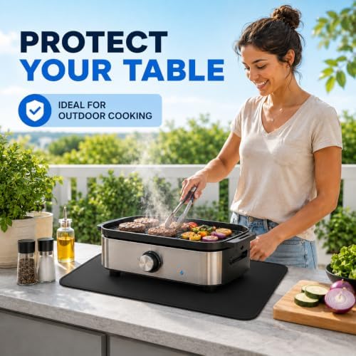 Heat Resistant Grill Mat for Countertop, 24 x 31 Inch Fireproof Waterproof BBQ Mat for Table and Countertop Protection, Fits Blackstone, Ninja, Gas Grills - Image 2