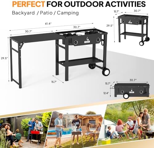 ROVSUN 2 Burner Propane Gas Stove with Foldable Workstation & Auto-Ignition - Image 6