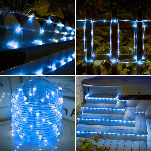 Solar Rope Lights, 2 Pack Total 66ft 200LED Solar String Lights, 8 Modes - Image 7