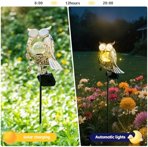 SRNPMIU Solar Lights Outdoor Decor, Solar Owl Yard Decorations Outdoor - Image 3