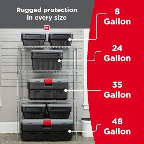 Rubbermaid ActionPacker 35 Gallon, Made in USA, Lockable Plastic Storage Bin with Lid and Wheels- Outdoor, Industrial, Rugged, Camping Gear and Truck Bed Storage - Gray and Black - Image 4