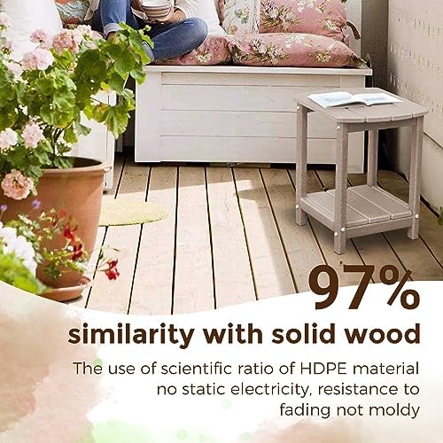 Adirondack Square Outdoor Side Table,2-Tier Storage Patio Side Table, HDPE End Tables for Backyard Pool Porch Garden Lawn - Image 4