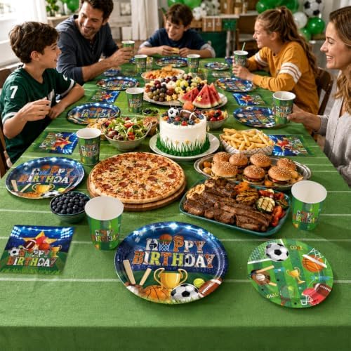 250Pcs Sports Birthday Plates for Boys Birthday Party Supplies Serves 50 - Image 6
