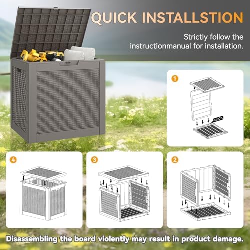 KAMABOKO Outdoor Storage Box, 31 Gal Deck Box Outdoor Waterproof, 2 Pack - Image 6