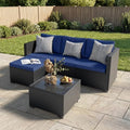 Patio Furniture Set - All-Weather -5 Piece Outdoor Patio Conversation Couch Sets, Modular Wicker Rattan Sectional Sofa for Garden, Patio, Poolside, Backyard, Balcony, Porch,Navy Blue by Unknown