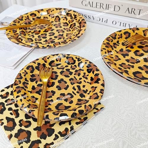 50Pcs Cheetah Print Party Decorations Leopard Animal Theme Tableware - Image 3