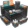 33 PCS Plastic Drawer Organizers Set, 4 Size Desk Drawer Organizer Trays by StorMiracle