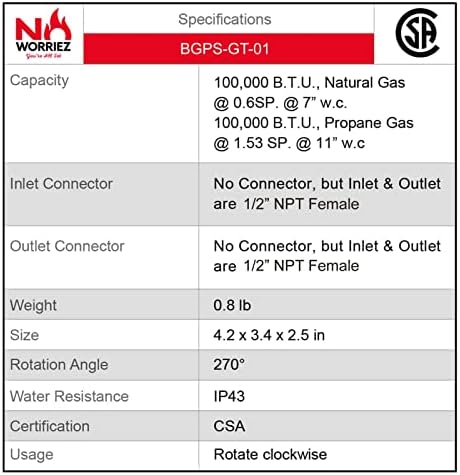 NO WORRIEZ Safety Auto Shut-Off Gas Timer for Propane & Natural Gas | Outdoor Grill, Fire Pit, Pizza Oven | – 100,000 BTU 1/2" NPT, Patent Pending - Image 7