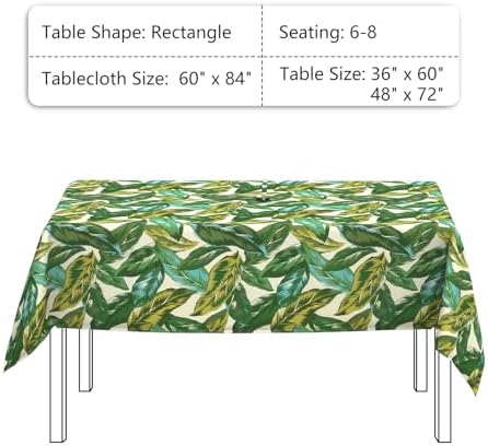 LVTXIII Rectangle Outdoor Tablecloth with Umbrella Hole and Zipper, Water-Repellent 60 x 84 Inch Patio Table Cover for Picnic, Garden, Backyard Dining, Lush Leaf Jungle - Image 3