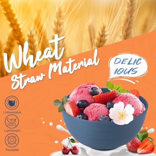 Wheat Straw Dinnerware Sets, 20 PCS Service for 4, Dishwasher & Microwave Safe Kids Plates and Bowls Sets, Unbreakable Lightweight Outdoor Camping Dishes - Multicolor - Image 3