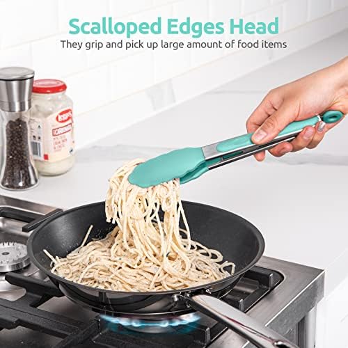 U-Taste Kitchen Tong for Cooking, 600ºF Heat-Resistant Silicon, 9"/Aqua Sky - Image 4