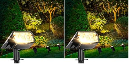 AUDERWIN Solar spotlights Outdoor 63 LED 3 Lighting Modes, IP65 Waterproof Lighten Yard Garden House Garage Pathway for Christmas Decorations-8 Pack by AUDERWIN