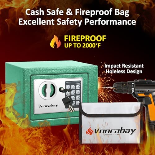 Voncabay Money Safe Box for Home with Digital Keypad, 0.23 Cu. Ft., Green - Image 3
