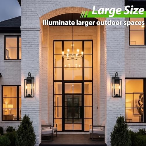BesLowe 18" Large Outdoor Wall Light, 2-Light Black Exterior Sconce - Image 4